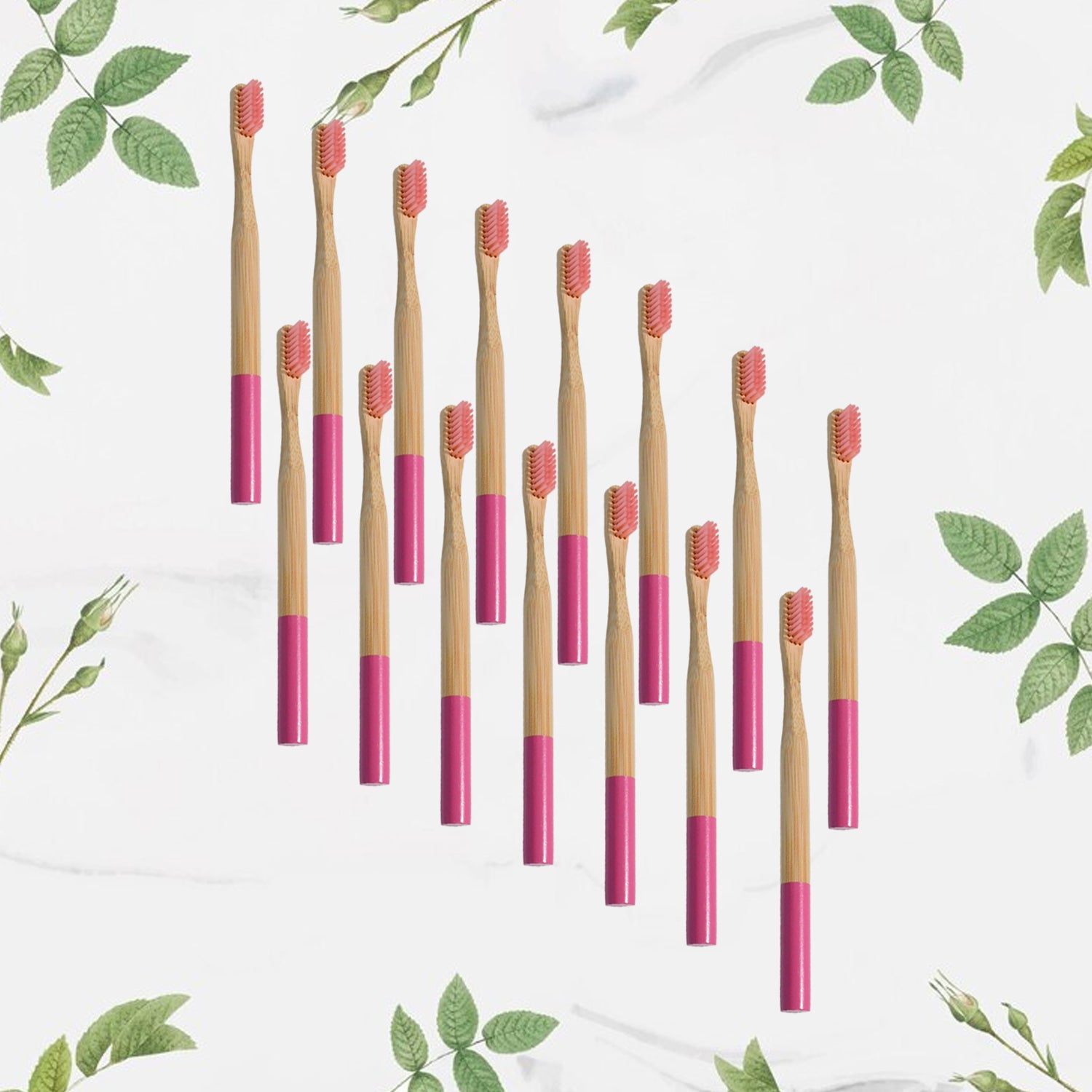 13030 Bamboo Wooden Toothbrush Soft Toothbrush Wooden Child Bamboo Toothbrush Biodegradable Manual Toothbrush for Adult, Kids (15 pcs set / With Round Box)