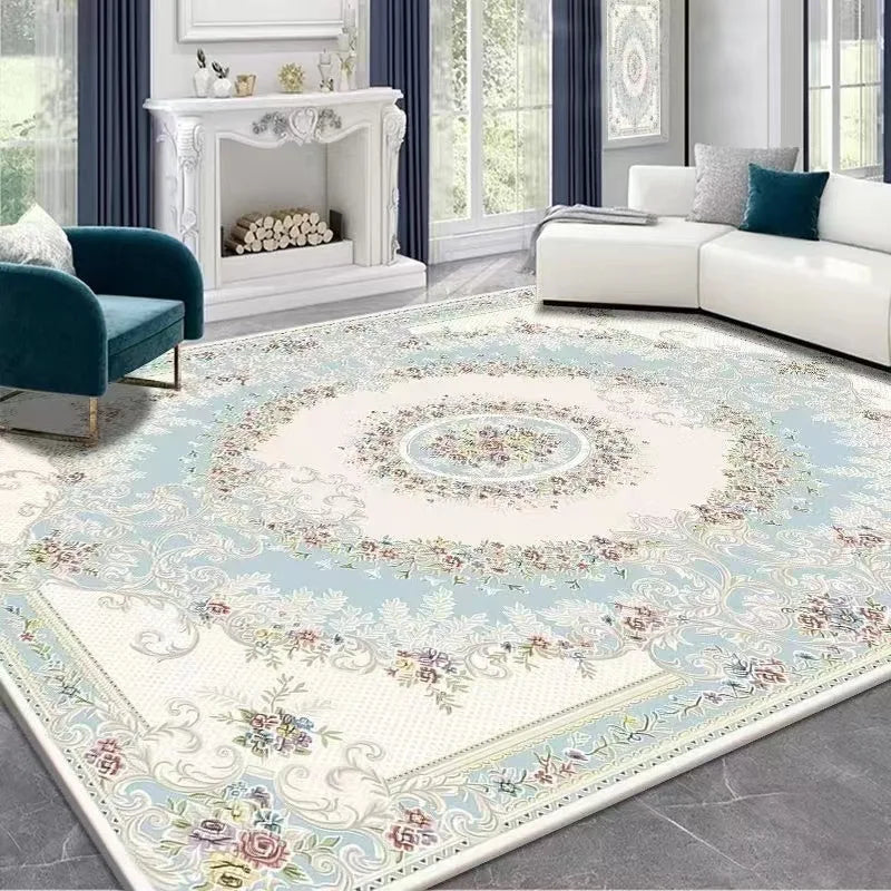 vikama French retro Persian carpet door non-slip mat living room sofa tea table crystal velvet large carpet bedroom bed rug