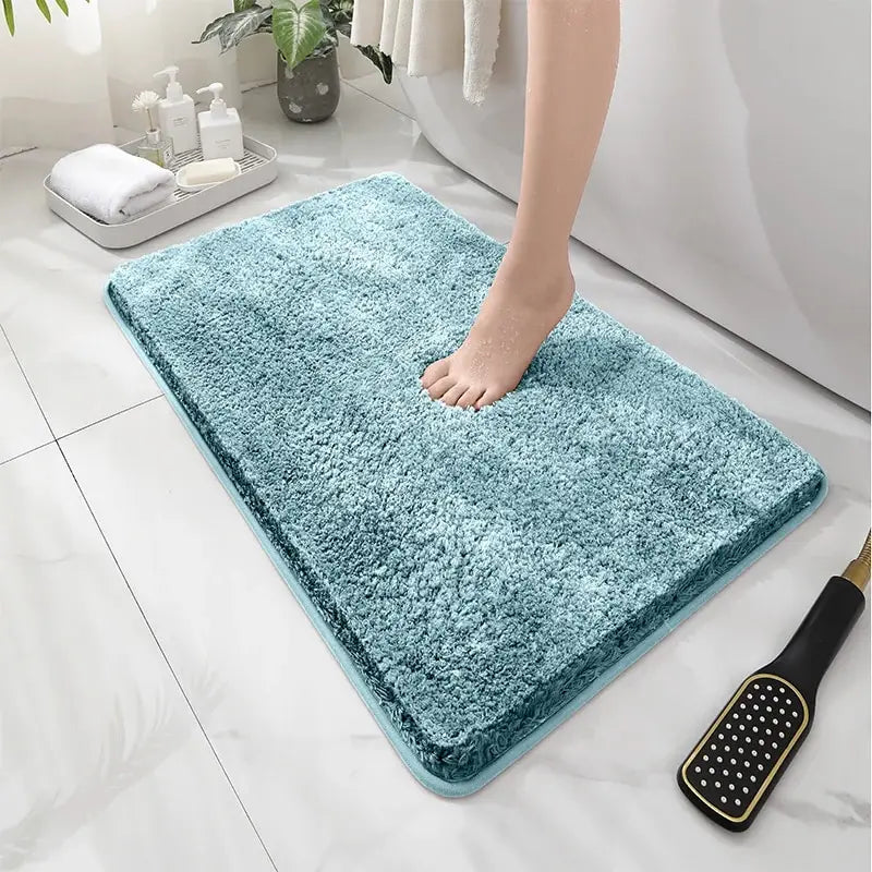 Modern Minimalist Solid Color Floor Mat, Square Long Plush, Thickened Absorbent Carpet, Bathroom Door Mat, Non Slip Mat